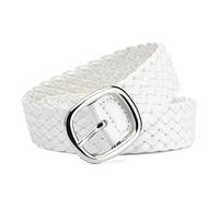 Breyhda 3 cm x 106 cm geflochtener Ledergürtel für Damenkleider, Jeans, Dornschließe, Hosen, dekorativer Gürtel, Bekleidungszubehör,Weiß,106x3cm