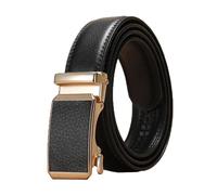 Breyhda Goldener Gürtel mit automatischer Schnalle für Herren und Damen, universeller Freizeitgürtel, 3 cm breit, dekorativer Gürtel, Bekleidungszubehör,Schwarz,110cm