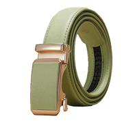 Breyhda Goldener Gürtel mit automatischer Schnalle für Herren und Damen, universeller Freizeitgürtel, 3 cm breit, dekorativer Gürtel, Bekleidungszubehör,Grün,130cm