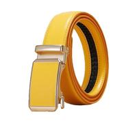 Breyhda Goldener Gürtel mit automatischer Schnalle für Herren und Damen, universeller Freizeitgürtel, 3 cm breit, dekorativer Gürtel, Bekleidungszubehör,Gelb,90cm