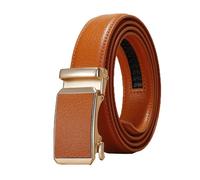 Breyhda Goldener Gürtel mit automatischer Schnalle für Herren und Damen, universeller Freizeitgürtel, 3 cm breit, dekorativer Gürtel, Bekleidungszubehör,Orange,110cm