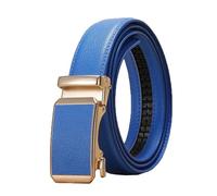 Breyhda Goldener Gürtel mit automatischer Schnalle für Herren und Damen, universeller Freizeitgürtel, 3 cm breit, dekorativer Gürtel, Bekleidungszubehör,Blau,110cm