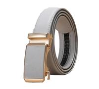 Breyhda Goldener Gürtel mit automatischer Schnalle für Herren und Damen, universeller Freizeitgürtel, 3 cm breit, dekorativer Gürtel, Bekleidungszubehör,Grau,100cm