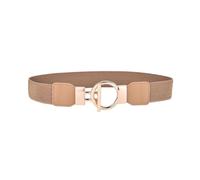 Breyhda Schmaler elastischer Damengürtel für Kleider, dekorative Gürtel mit goldener Schnalle, für Bekleidungszubehör,Khaki,65cm