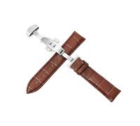 Breyhda Uhrenarmband aus Leder mit Schmetterlingsschnalle - 12-24 mm, Ersatzarmband mit sicherem Verschluss,Braun,21mm