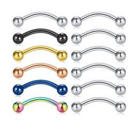 Briana Williams 12stk Augenbrauen Lippe Septum Piercing Banane Chirurgenstahl 16G 8mm Helix Cartilage Piercing 1.2mm Curved Barbell