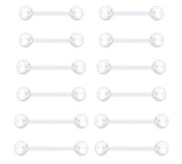 Briana Williams 14G Zungenpiercing Bioflex Brustwarzenpiercing Flexible Kunststoff Plastik 12/14/16mm Barbell Piercing Retainers