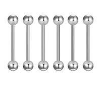 Briana Williams 6er Silber Zungenpiercing Brustwarzenpiercing Industrial Piercing Barbell Set 12/14/16/18/20/25/32/35/38mm Stablänge