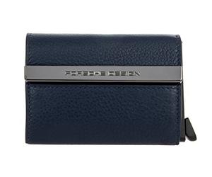 Bric's Porsche Design X Secrid Unisex-Kartenhalter aus Leder mit RFID- und NFC-Schutz, Pop-Up für 4 Karten, Banknotenfach, Größe: 6,5cm x 9,5cm x 2cm, Blau