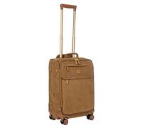 Bric's Trolley Life Kollektion, Handgepäck-Koffer mit Reißverschlusstaschen und 4 Rollen, Wildlederoptik, Maße: 37x55x23, Camel