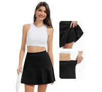 bridesmay Damen Casual Mini Röcke, Fließender Rüschen-Plisierter Kurzrock, A-Line Hoher Bund Skater-Y2K Party Rockhose Black S