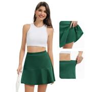 bridesmay Damen Casual Mini Röcke, Fließender Rüschen-Plisierter Kurzrock, A-Line Hoher Bund Skater-Y2K Party Rockhose Green M