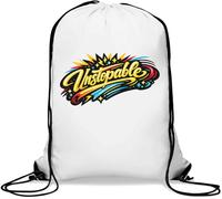 Bright and Bold Unstoppable Design Gym Sack Casual Drawstring Bag White