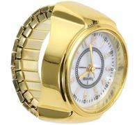 BRIGHTFUFU Stilvolle Kleiner Ringuhr Damen und Herren Digitale Fingeruhr mit Großem Zifferblatt Goldfarbener Quarzuhrring als Modisches Accessoire