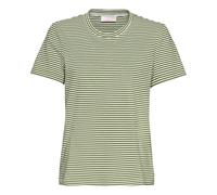 Brigitte von Schönfels Kurzarm-Ringelshirt Weiß/Khaki (Größe: S) 34/36 grün