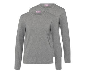 Brigitte von Schönfels Langarm-Shirts im Doppelpack Grau-Melange (Größe: S) S grau