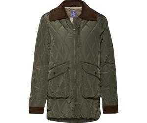 Brigitte von Schönfels Lange Steppjacke mit Cord Khaki (Größe: 38) 38 grün