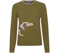 Brigitte von Schönfels Pullover mit Dackelmotiv Oliv (Größe: 38) 38 grün