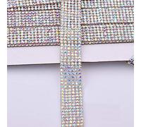 Brillabenny Band Aurora Borealis AB 1 Meter/100 cm Kristall Strass zum Aufbügeln Hotfix thermocollant Mesh Trim Streifen Termo Klebeband Rhinestone AB Crystal