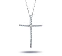 Brillant-Schliff Diamant Halskette mit Kreuz Weißgold