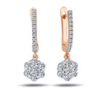 Brillant-Schliff Diamant Ohrhänger in 14 Karat Rotgold