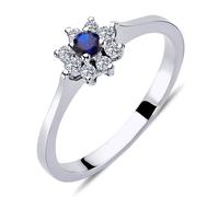 Brillant Schliff Diamant Saphir Entourage Vintage Style Ring in 14 Karat Weißgold