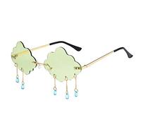 Brille, Vintage Wolke randlose Quaste Sonnenbrillen Outdoor Punk Brillen Shades Sonnenbrille Kleidung Schuhe & Zubehör Gr. Einheitsgröße, grün