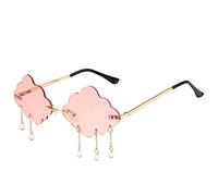 Brille, Vintage Wolke randlose Quaste Sonnenbrillen Outdoor Punk Brillen Shades Sonnenbrille Kleidung Schuhe & Zubehör Gr. Einheitsgröße, rose