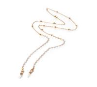 Brillenkette FIRETTI "feminin, elegant", gold (gelbgoldfarben, weiß), Tragebänder, DamenL:78cm, Gummi, Metall, mit Acrylperlen, L:78cm (71372823-0) gelbgoldfarben, weiß