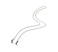 Brillenkette FIRETTI "glänzend, rhodiniert", schwarz (metallfarben, schwarz), Tragebänder, DamenL:57cm, Gummi, Metall, L:57cm (79970956-0) metallfarben, schwarz