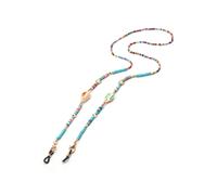 Brillenkette FIRETTI "Muscheln, maritim, bunt", bunt (gelbgoldfarben, schwarz, türkis, rot, rosa, blau, grün), Tragebänder, DamenL:72cm, Gummi, Metall, mit Natursteinen, mit Acrylperlen, Glasperlen, L