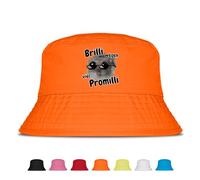 Brilli wegen viel Promilli - Fischerhut - Lustiger Fischerhut - Der perfekte Sonnenhut für Herren & Damen - Ideal als Malle-Outfit, Party-Accessoire & Festival-Eimerhut für den Strand|Orange