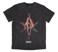 Bring Me The Horizon Flame Hex and Text Logo Snow Wash T Shirt S