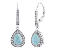 BRISA Silberohrringe mit echtem Larimar und Brilliance Zirconia