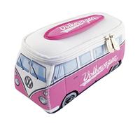 BRISA VW Collection - T1 Bulli Bus Kulturbeutel Kosmetiktasche | Volkswagen Universaltasche Waschbeutel, Wasserabweisend Aufhänghaken 4 Netzfächer Reisen Bad, Neopren, Pink Groß