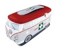BRISA VW Collection - T1 Bulli Bus Kulturbeutel Kosmetiktasche | Volkswagen Universaltasche Waschbeutel, Wasserabweisend Aufhänghaken 4 Netzfächer Reisen Bad, Neopren, First Aid/Grau Groß