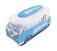 BRISA VW Collection - T1 Bulli Bus Kulturbeutel Kosmetiktasche | Volkswagen Universaltasche Waschbeutel, Wasserabweisend Aufhänghaken 4 Netzfächer Reisen Bad, Neopren, Türkis Groß
