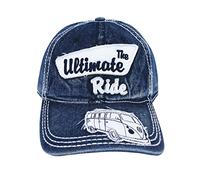 BRISA VW Collection - Volkswagen Baseball-Cap-Military-Kappe-Mütze-Cappy-Kopfbedeckung mit T1 Bulli Bus Motiv (Ultimate Ride/Blau)
