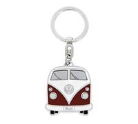 BRISA VW Collection - Volkswagen Emaillierter Metall Schlüssel-Anhänger-Ring Schlüsselbund-Accessoire Keyholder im T1 Bulli Bus Design (Front/Rot)