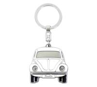 BRISA VW Collection - Volkswagen Emaillierter Metall Schlüssel-Anhänger-Ring Schlüsselbund-Accessoire Keyholder im Käfer/Beetle Design (Front/Weiß)