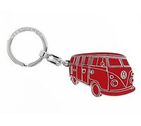 BRISA VW Collection - Volkswagen Metall Schlüssel-Anhänger-Ring Schlüsselbund-Accessoire Keyholder im T1 Bulli Bus Design (Silhouette/Rot)