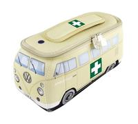 BRISA VW Collection - Volkswagen Neopren Universal-Schmink-Kosmetik-Kultur-Reise-Apotheke-Tasche-Beutel im T1 Bulli Bus Design (Ambulance/Beige/Groß)