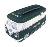 BRISA VW Collection - Volkswagen Neopren Universal-Schmink-Kosmetik-Kultur-Reise-Apotheke-Tasche-Mäppchen-Beutel T1 Bulli Bus (Polizei/Grün/Groß)