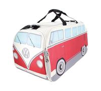 BRISA VW Collection - Volkswagen Retro-Sport-Umhänge-Schulter-Fitness-Tasche im T1 Bulli Bus Form (Groß/Classic Bus/Rot & Beige)