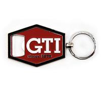 BRISA VW Collection - Volkswagen Schlüssel-Anhänger-Ring Schlüsselbund-Accessoire Keyholder mit Bier-Flaschen-Öffner im GTI Design (Sechseck/Rot)