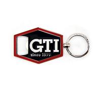 BRISA VW Collection - Volkswagen Schlüssel-Anhänger-Ring Schlüsselbund-Accessoire Keyholder mit Bier-Flaschen-Öffner im GTI Design (Sechseck/Schwarz)