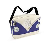 BRISA VW Collection - Volkswagen Schulter-Umhänge-Reise-Tasche-Freizeit-Bag mit VW T1 Bulli Bus Motiv (Bus Front/Blau/34cm)