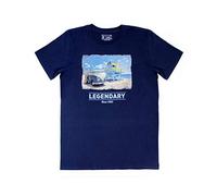 BRISA VW Collection - Volkswagen T-Shirt Unisex-Kurzarm mit T1 Bulli Bus Motiv in Baumwolle (Beachlife/Blau/Größe XXL)