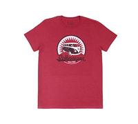 BRISA VW Collection - Volkswagen T-Shirt Unisex-Kurzarm mit T1 Bulli Bus Motiv in Baumwolle (Vintage Loge/Rot/Größe XXL)