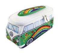 VW Collection - VW T1 Bus 3D Neopren Universaltasche - Kulturbeutel, Gr. 30 x 14 x 12 cm, grau/weiß/grün (Peace)